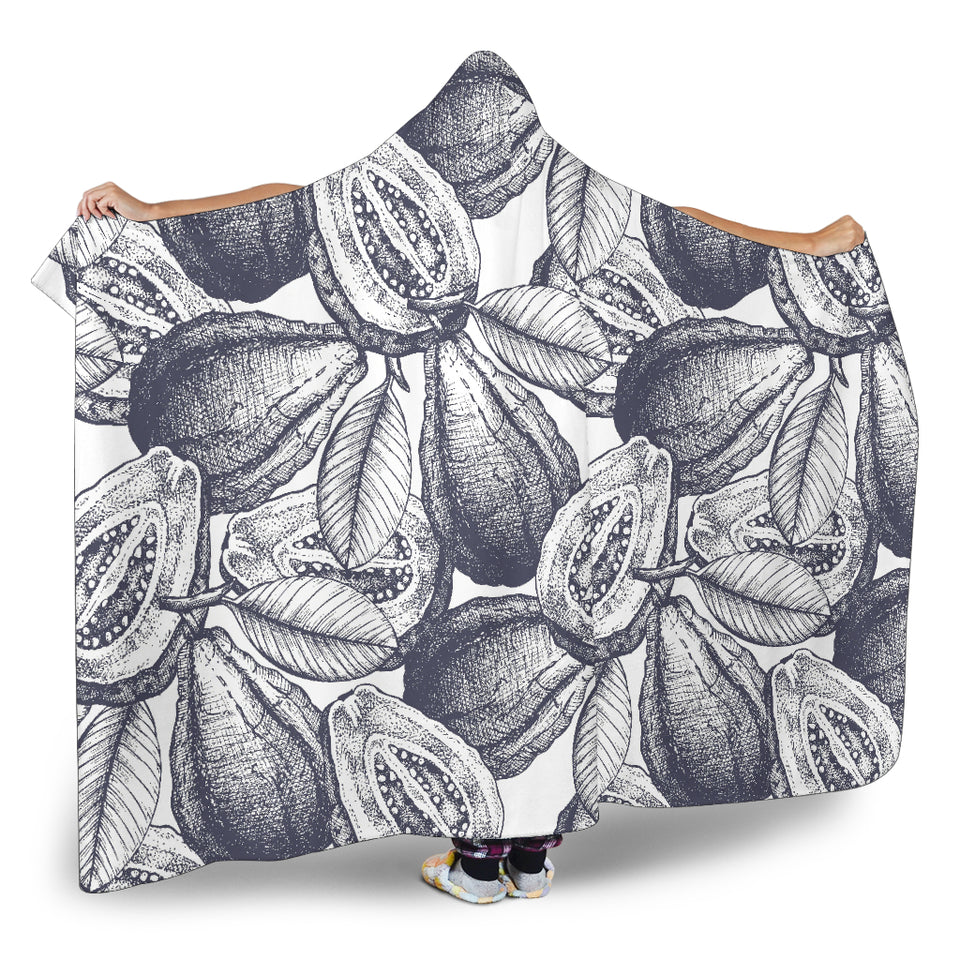 Guava Tropical Hand Drawn Pattern Hooded Blanket