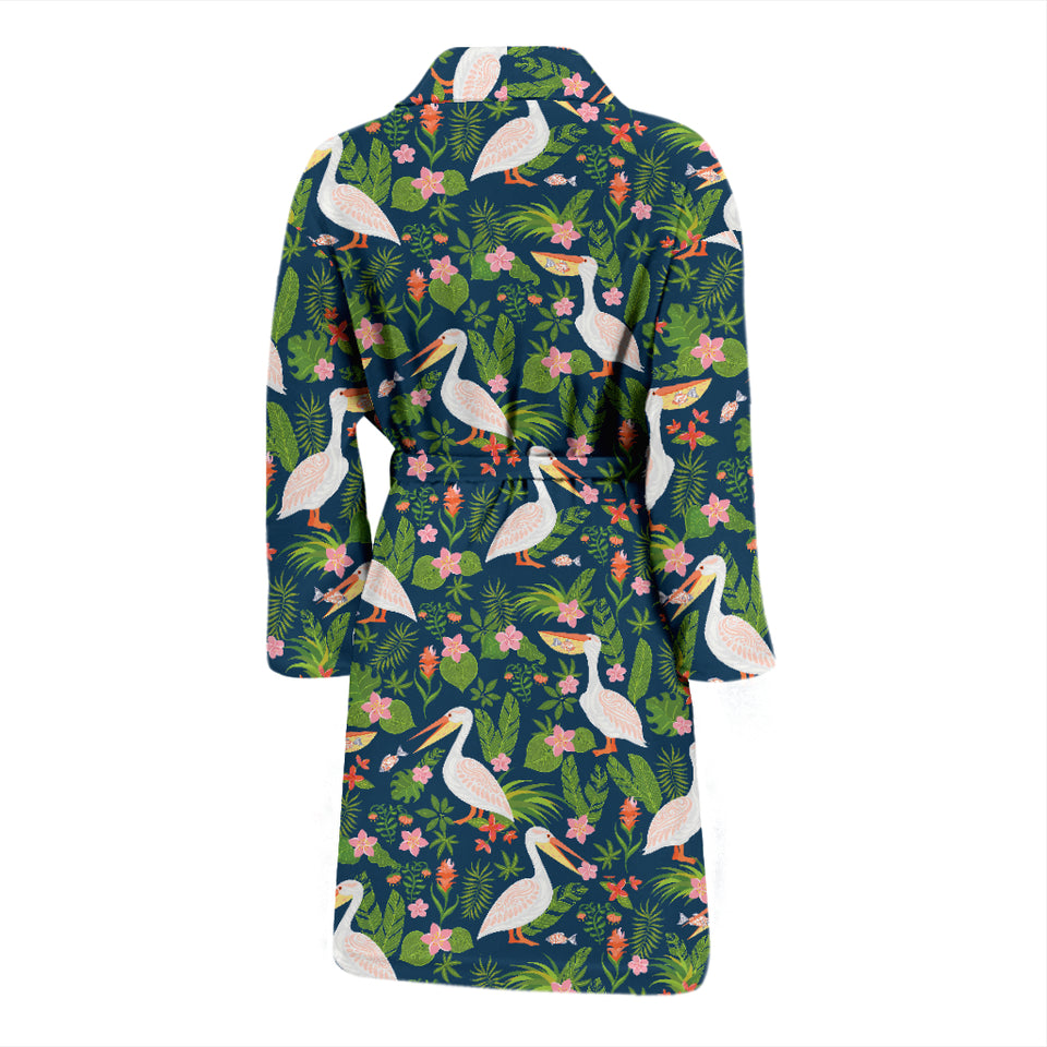 Pelican Pattern Print Design 05 Men's Bathrobe