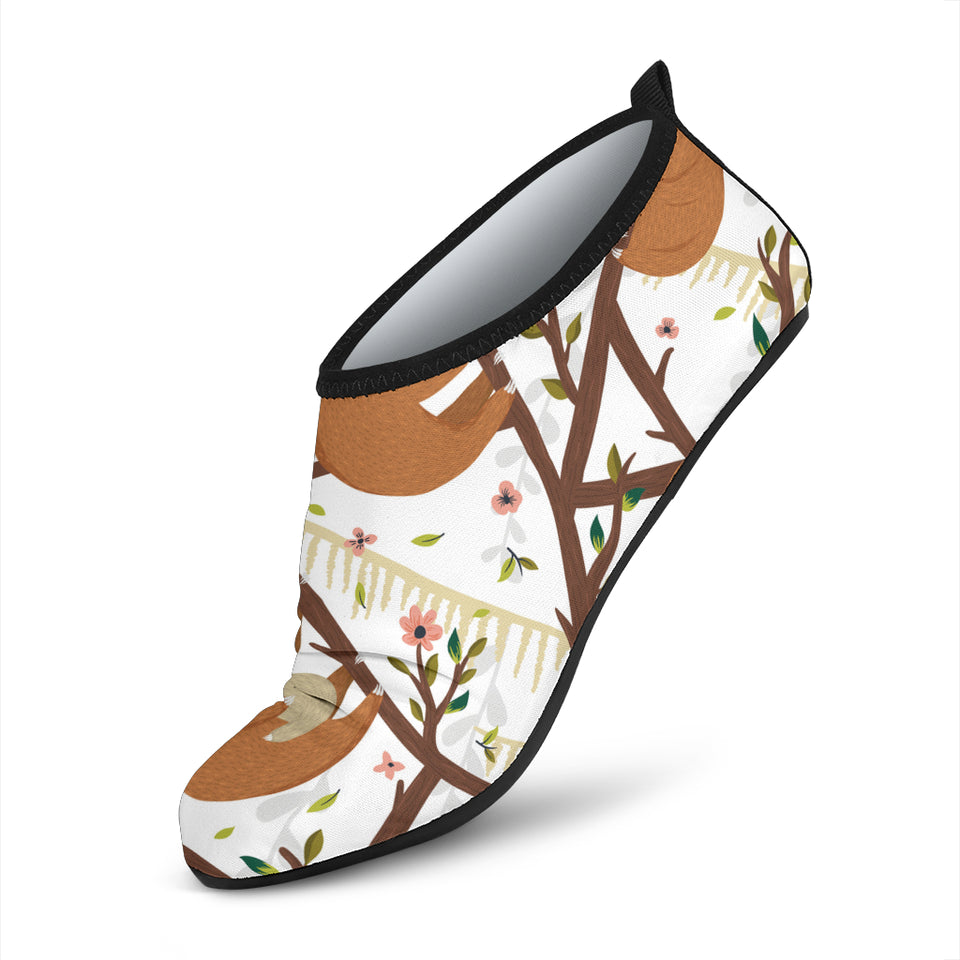 Sloths Hanging On The Tree Pattern Aqua Shoes