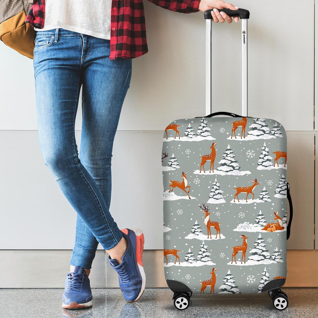 Beautiful Deers Winter Christmas Cabin Suitcases Luggages