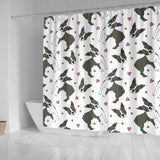 Boston Terrier Dog Hearts Vector Pattern Shower Curtain Fulfilled In US