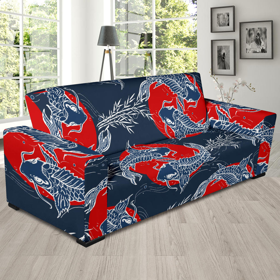 Koi Fish Carp Fishs Hand Drawn Japanese Art Sofa Slipcover