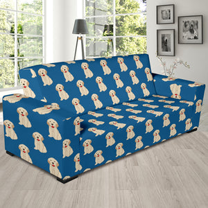 Golden Retriever Pattern Print Design 03 Sofa Slipcover