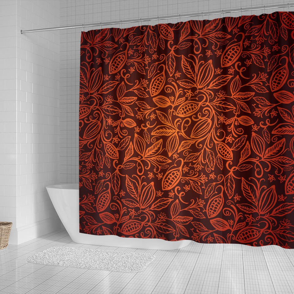 Cocoa Beans Tribal Polynesian Pattern Shower Curtain Fulfilled In US