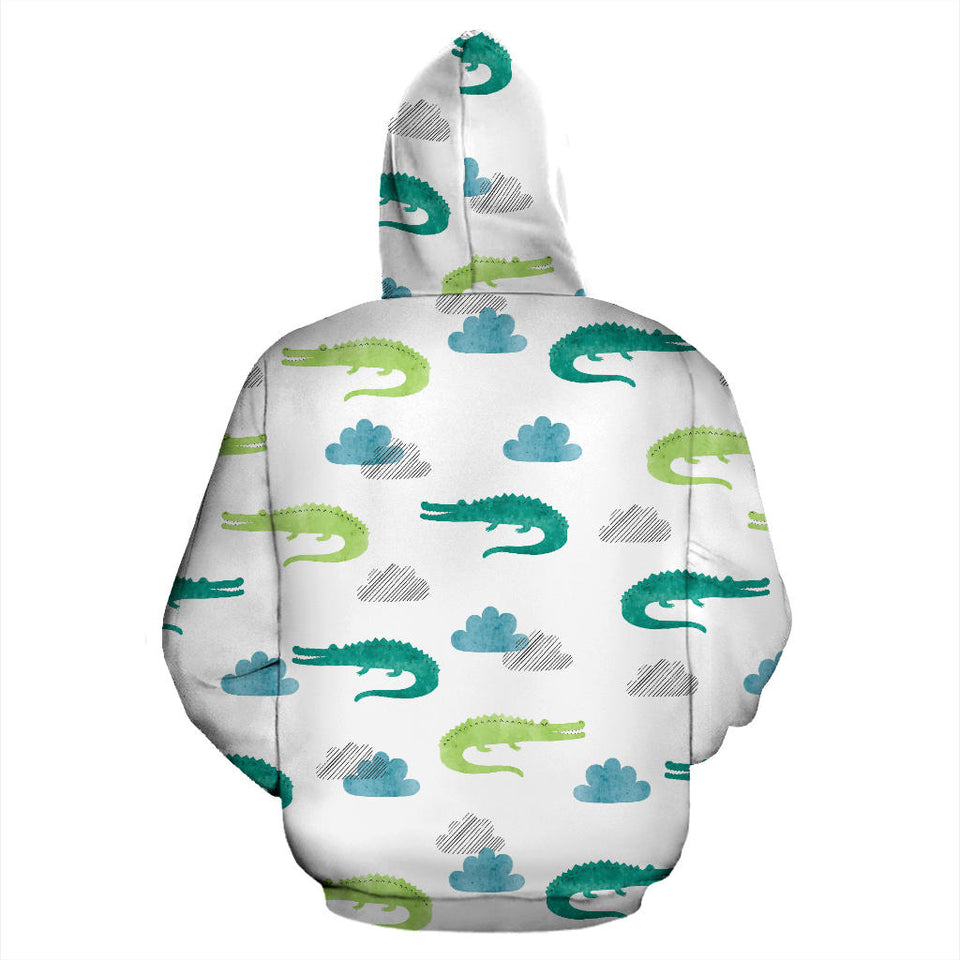 Watercolor Crocodile Pattern Men Women Pullover Hoodie