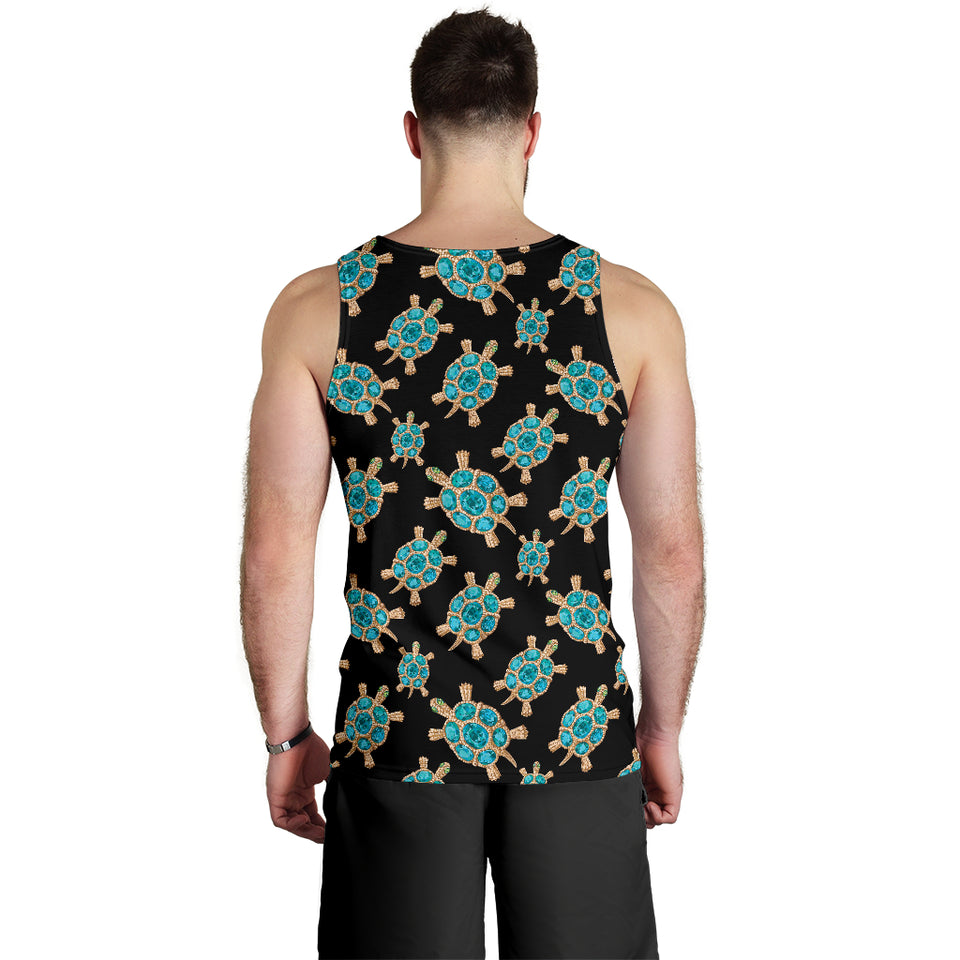 Sea turtle blue stone pattern Men Tank Top