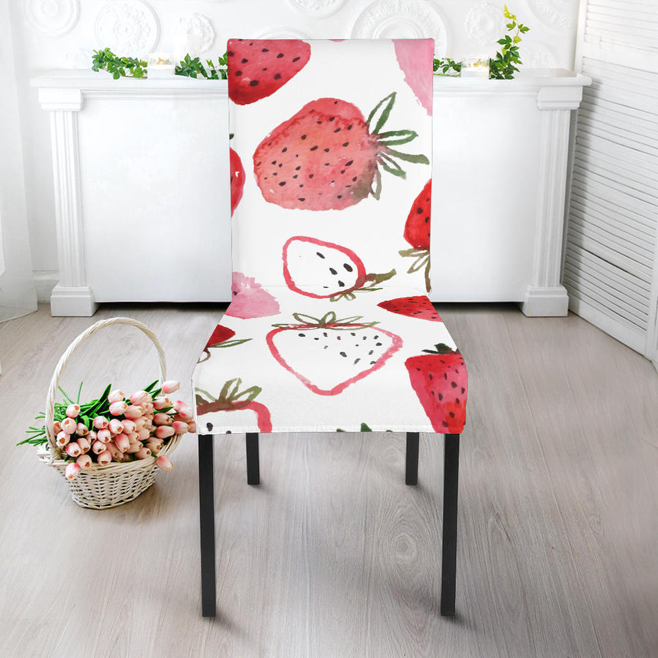 Watercolor Hand Drawn Beautiful Strawberry Pattern Dining Chair Slipcover
