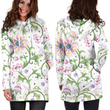 Beautiful Pink Lotus Waterlily Leaves Pattern Women'S Hoodie Dress