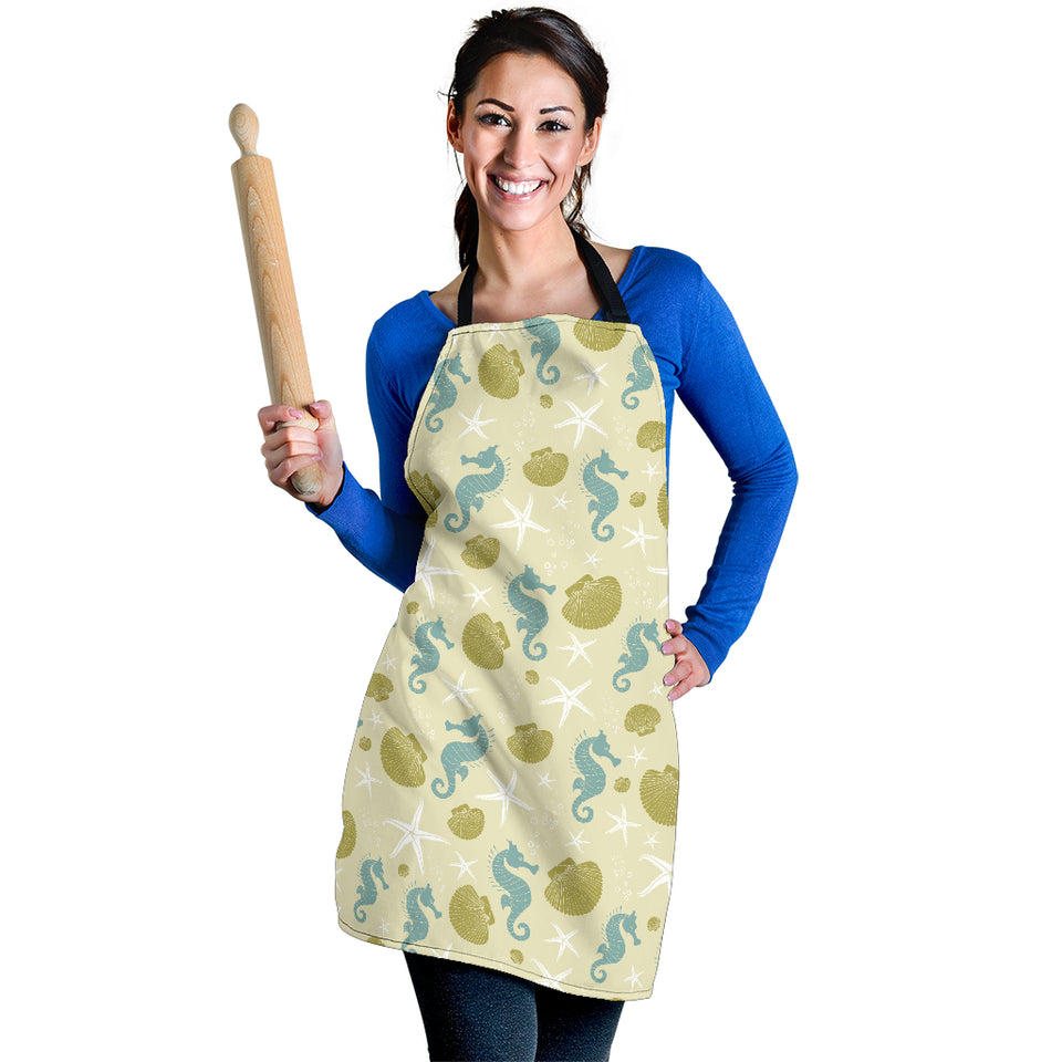 Seahorse Shell Starfish Pattern Background Adjustable Apron
