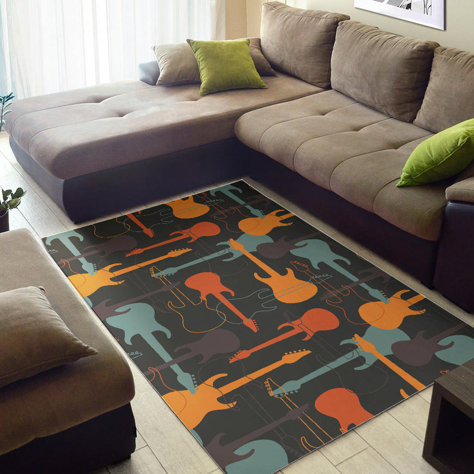 Electric Guitars Pattern Area Rug