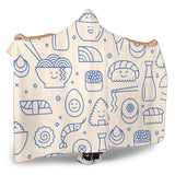 Cute Sushi Icon Pattern Hooded Blanket