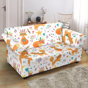 Cute Tribal Fox Pattern Loveseat Couch Slipcover