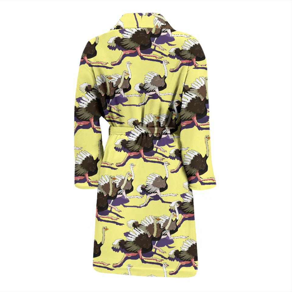 Ostrich Pattern Print Design 04 Men's Bathrobe
