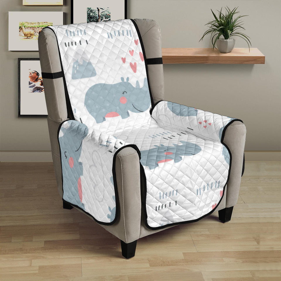 cute rhino heart pattern Chair Cover Protector