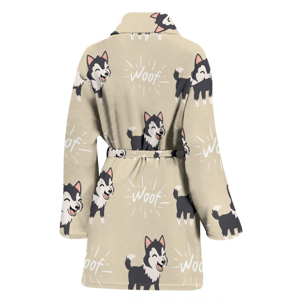 Cute Siberian Husky Women'S Bathrobe
