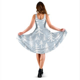Christmas Tree Winter Forest Pattern Sleeveless Midi Dress