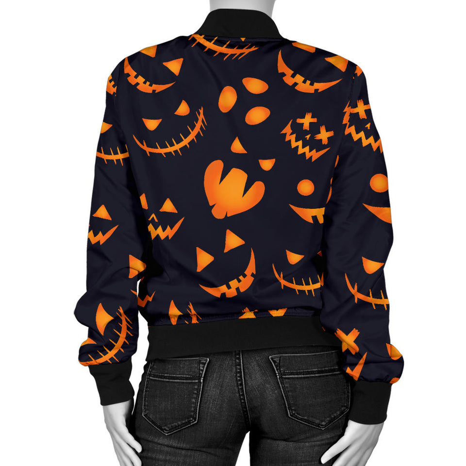 Halloween Pattern Pumpkin Background Women'S Bomber Jacket