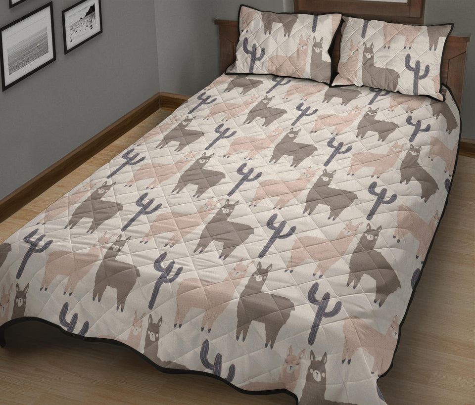 Llama Alpaca pattern Quilt Bed Set