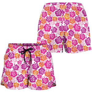 Hibiscus Pattern Print Design 01 Women Shorts