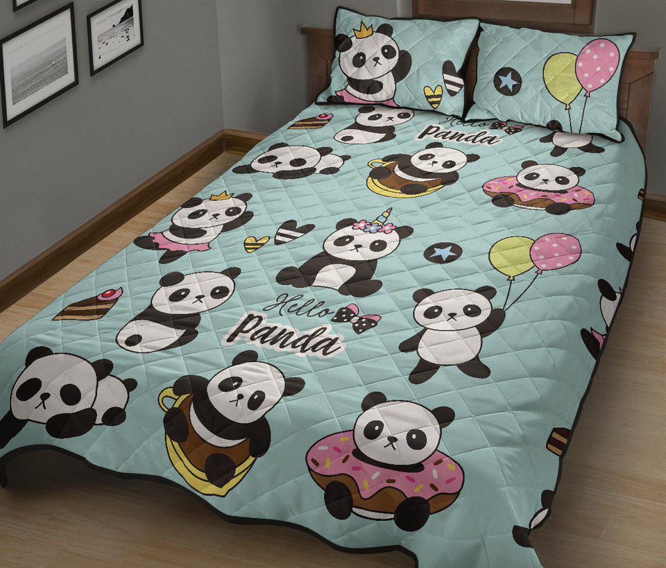 Cute baby panda pattern Quilt Bed Set
