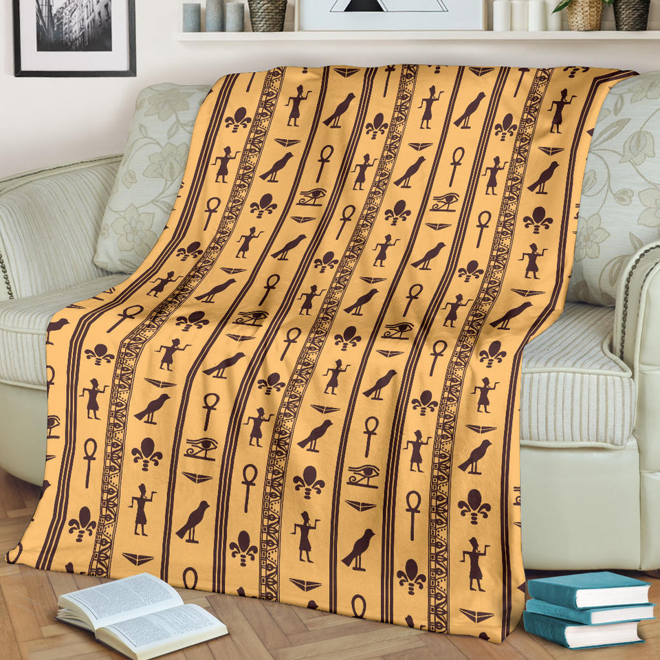 Egypt Hieroglyphics Pattern Print Design 02 Premium Blanket