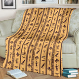 Egypt Hieroglyphics Pattern Print Design 02 Premium Blanket