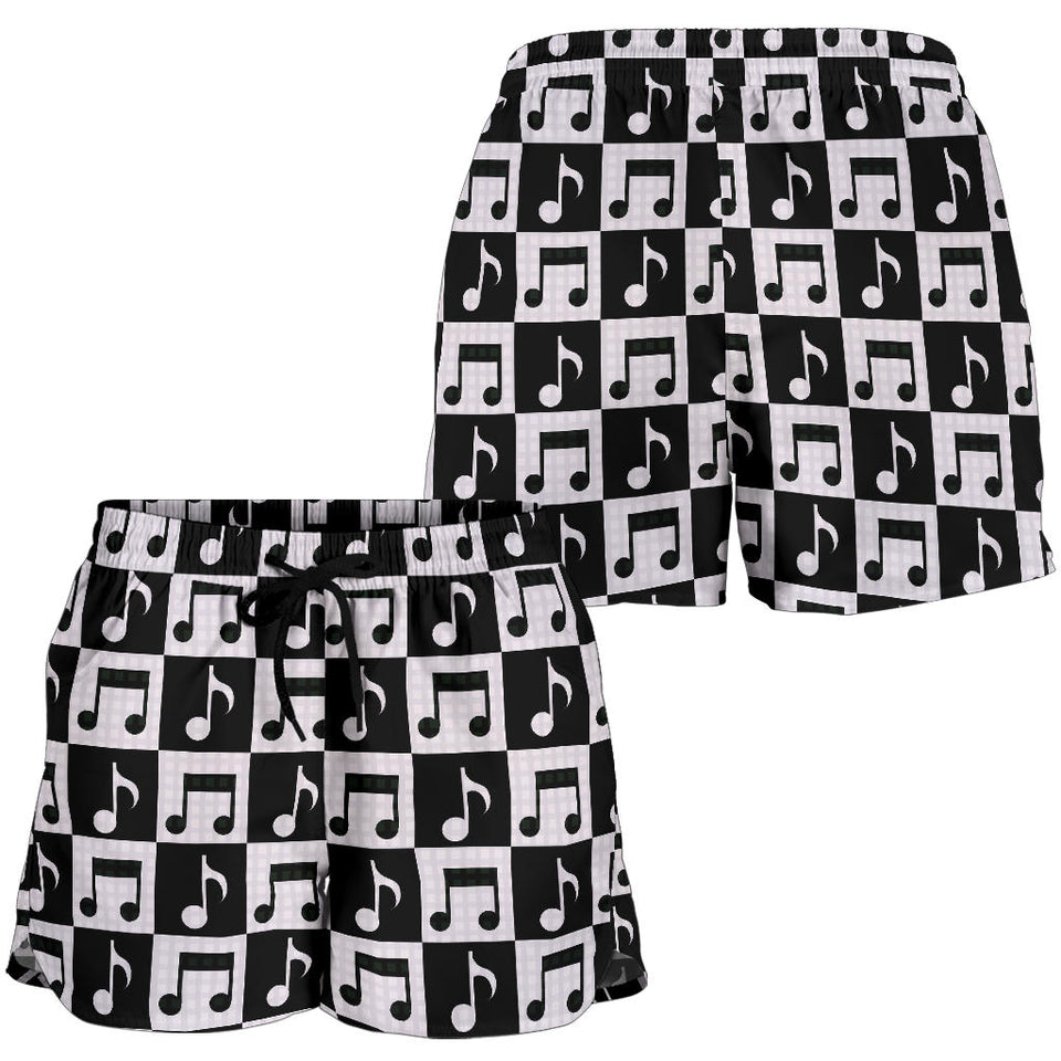Music Notes Pattern Print Design 01 Women Shorts