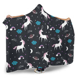 Unicorn Rainbows Moon Clound Star Pattern Hooded Blanket