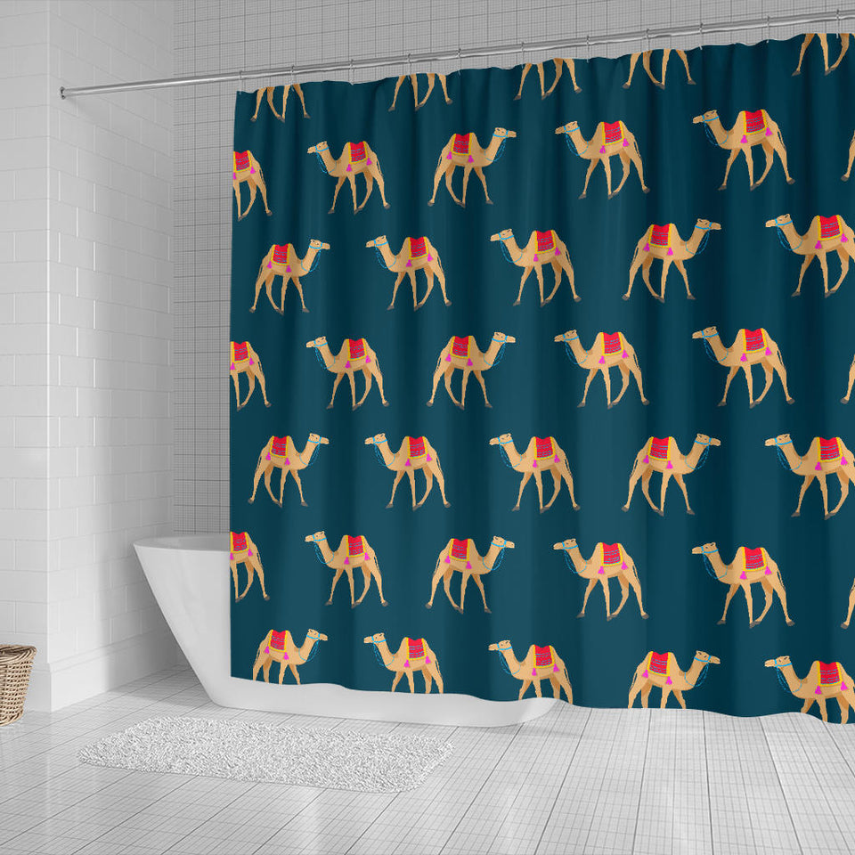 Camel Pattern Blue Blackground Shower Curtain Fulfilled In US