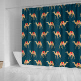 Camel Pattern Blue Blackground Shower Curtain Fulfilled In US