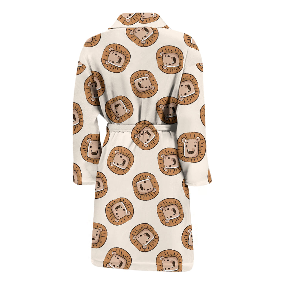 Lion Pattern Print Design 01 Men's Bathrobe