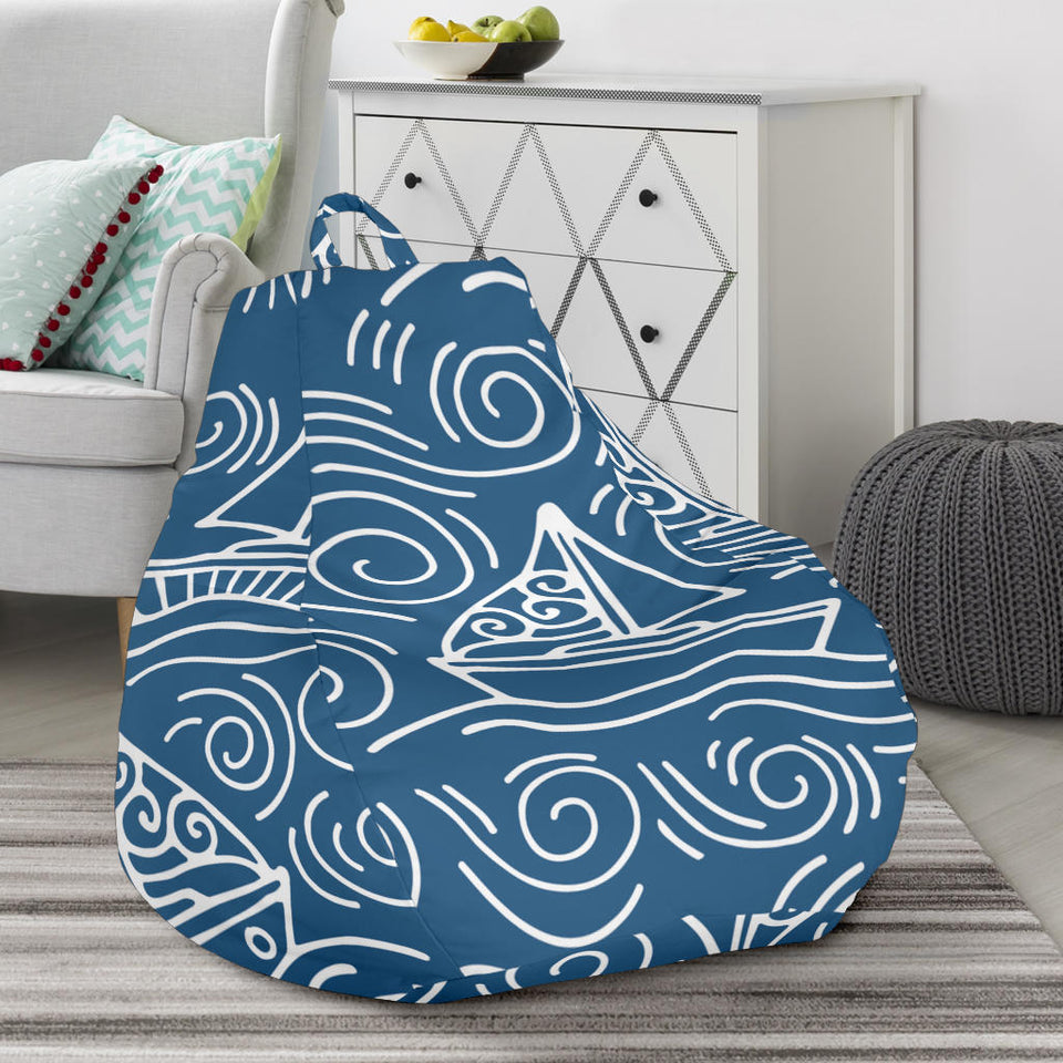 Hand Drawn Sailboat Pattern Bean Bag Cover