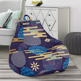 Blue Japanese Pattern Cloud Wave Flower Bean Bag Cover