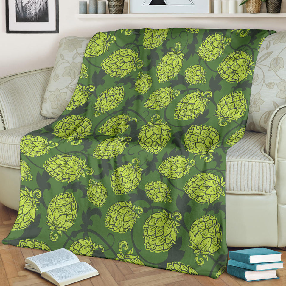 Hop Pattern Hop Cone Background Premium Blanket