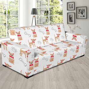 Chihuahua Bone Paw Pattern Sofa Slipcover
