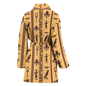 Egypt Hieroglyphics Pattern Print Design 02 Women's Bathrobe