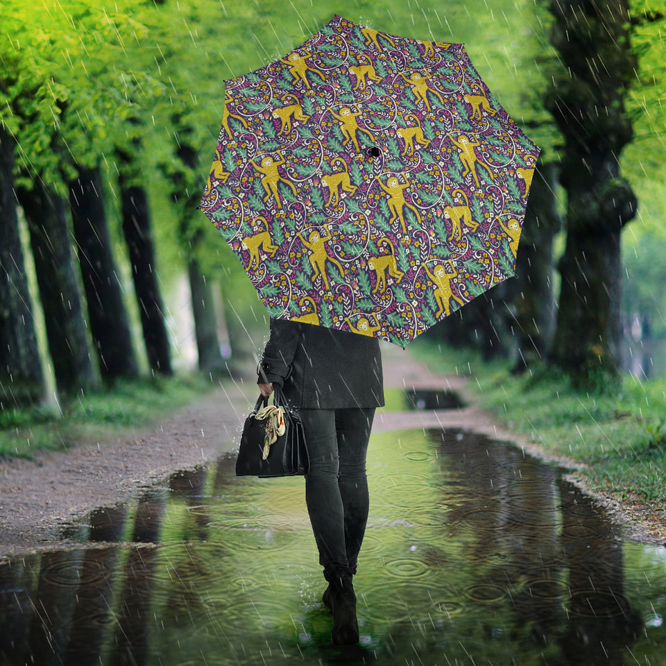 Cute Yellow Monkey Leaves Pattern Umbrella