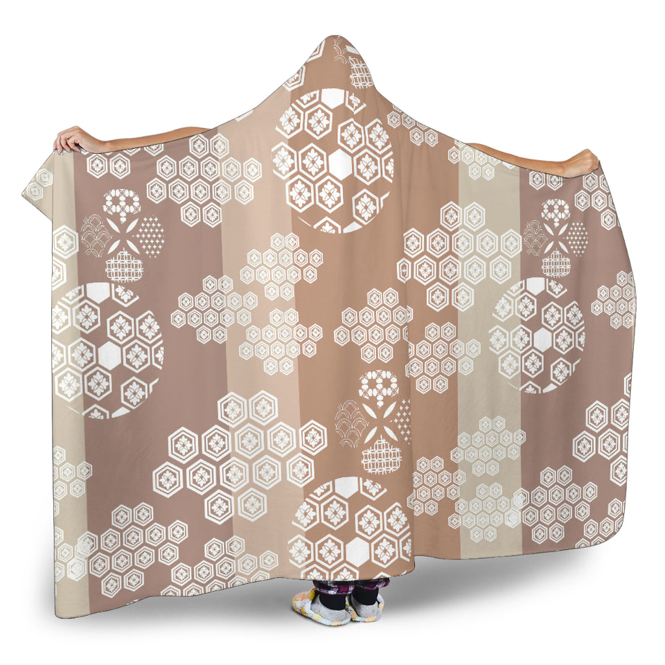 Beautiful Hexagon Japanese  Pattern Hooded Blanket