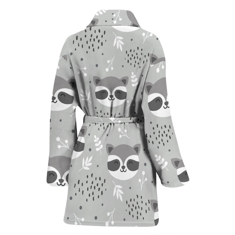 Cute Raccoons Leaves Dot Women'S Bathrobe