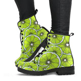 Slices Of Lime Design Pattern Leather Boots