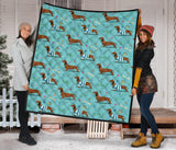 Dachshund Decorative Background Premium Quilt
