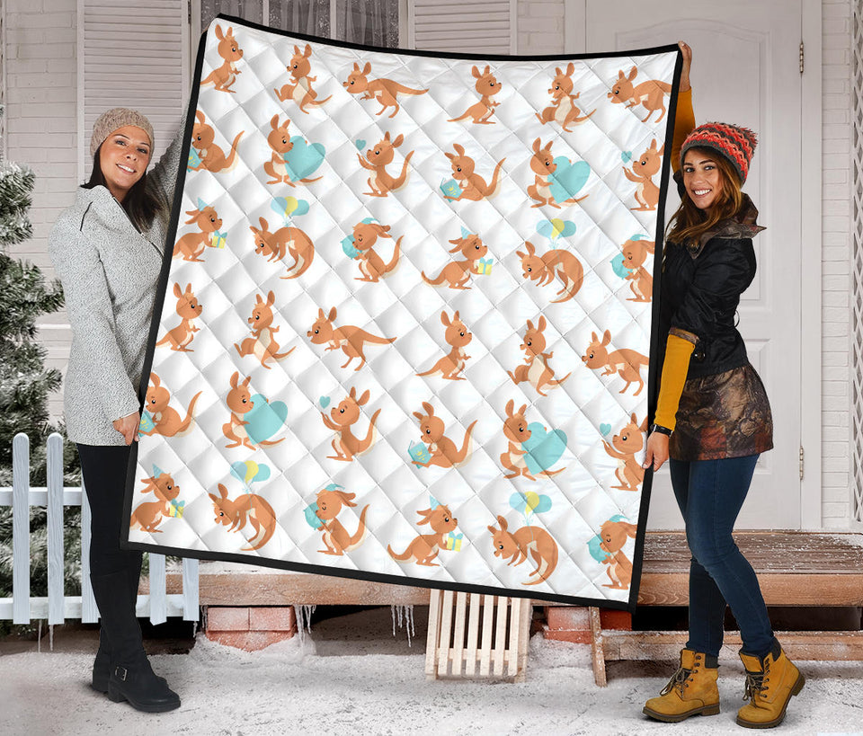 Cute Kangaroo Pattern Premium Quilt