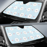 White Cute Pomeranian Pattern Car Sun Shade