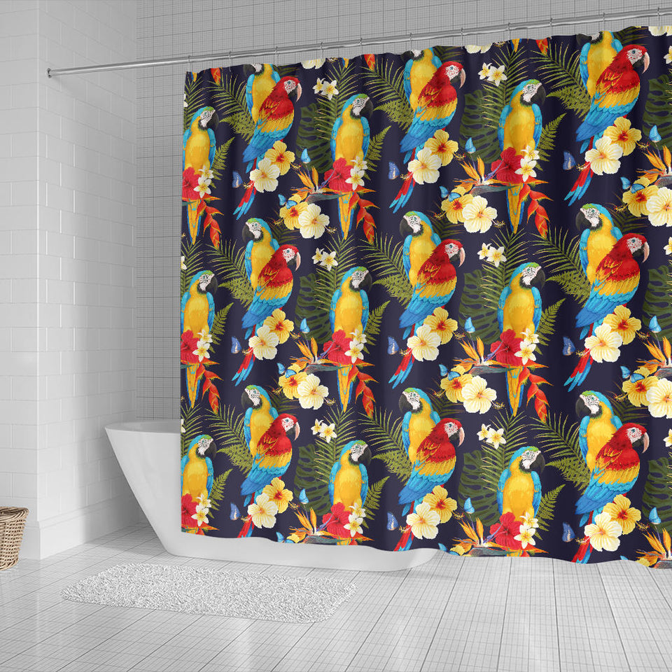 Colorful Parrot Flower Pattern Shower Curtain Fulfilled In US