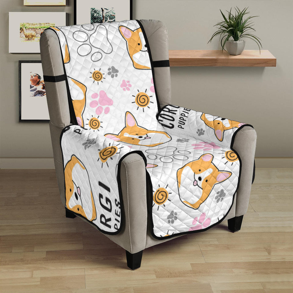 Corgi Dog Pattern Chair Cover Protector
