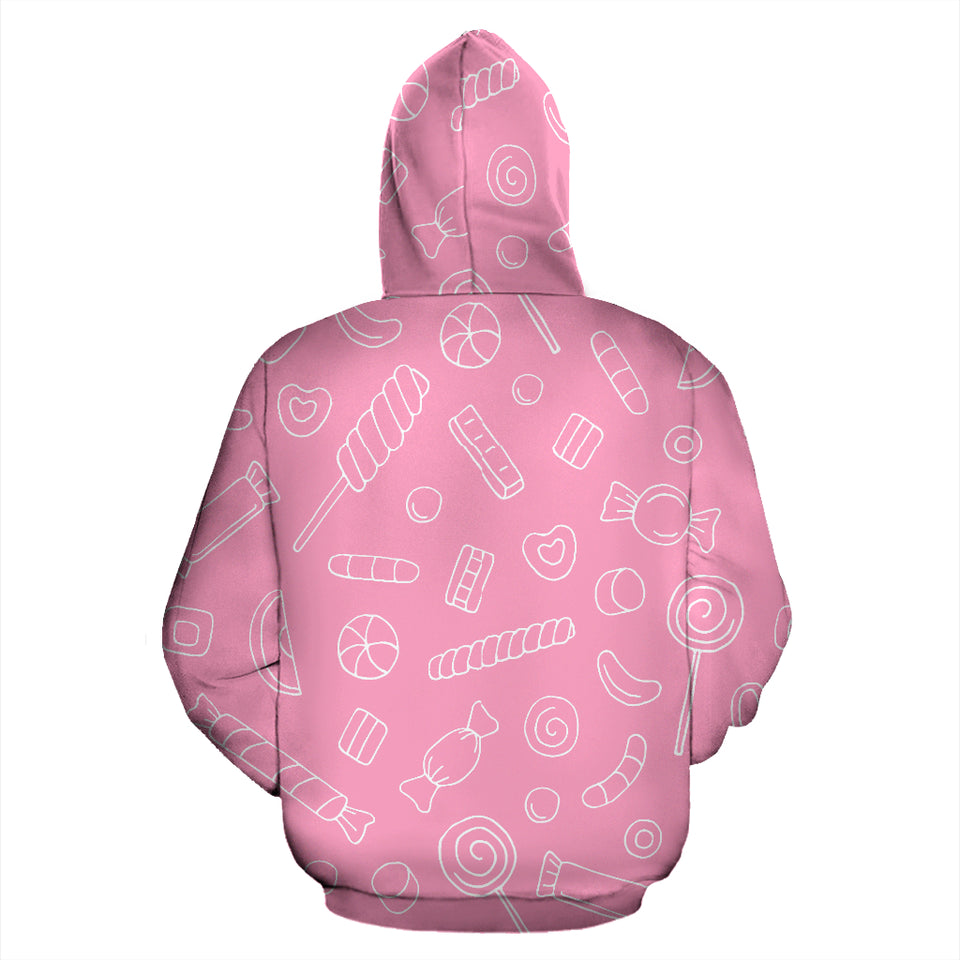 Sweet Candy Pink Background Zip Up Hoodie