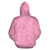 Sweet Candy Pink Background Zip Up Hoodie