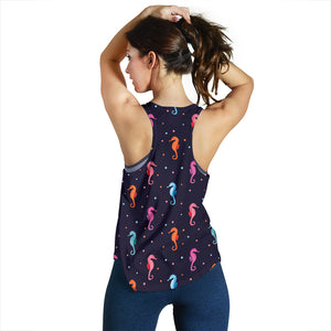 Watercolor colorful seahorse pattern Women Racerback Tank Top