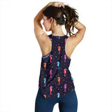 Watercolor colorful seahorse pattern Women Racerback Tank Top