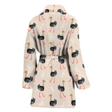 Ostrich Pattern Print Design 05 Women's Bathrobe